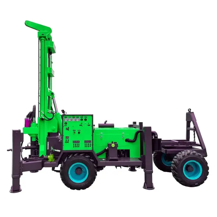 180m 200m 300m 400m 500m Wheels Hydraulic Water Well Drilling Rig For Deep Borehole Rock Rotary Machine