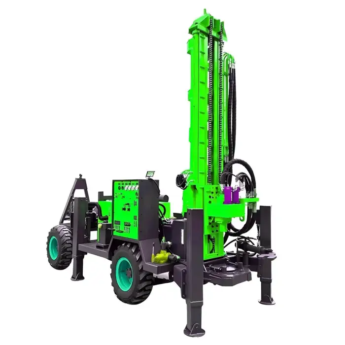 180m 200m 300m 400m 500m Wheels Hydraulic Water Well Drilling Rig For Deep Borehole Rock Rotary Machine