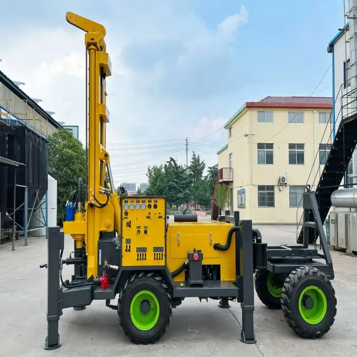 180m 200m 300m 400m 500m Wheels Hydraulic Water Well Drilling Rig For Deep Borehole Rock Rotary Machine