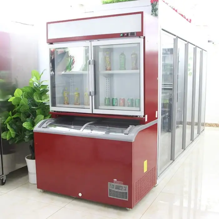 Glass door fridge commercial refrigerator and freezer