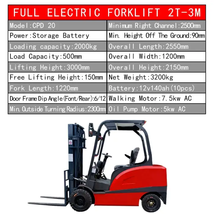 Full Electric Forklift 2t Electric forklift for warehouse handling 2.5 ton electric forklift truck