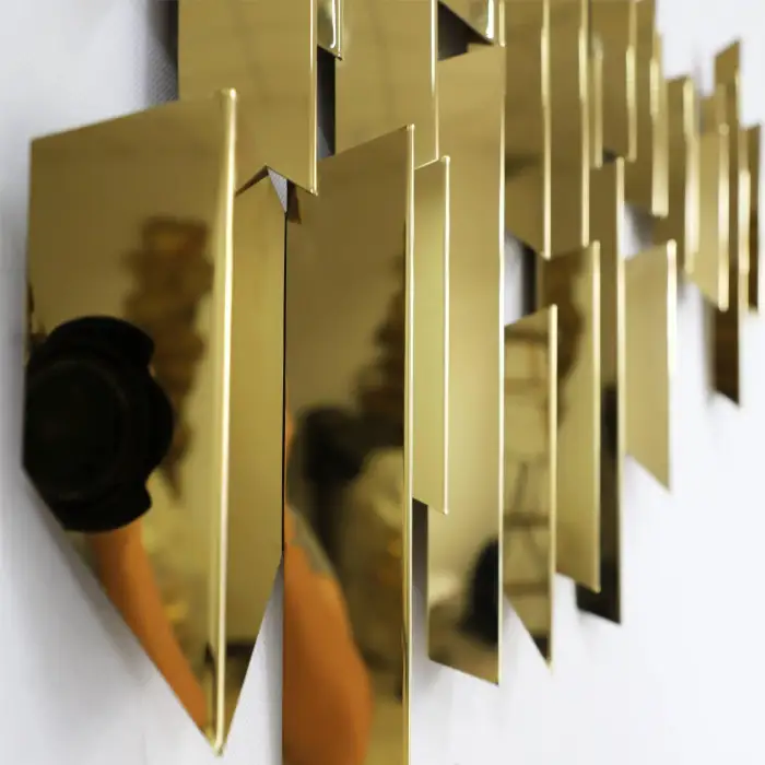 Home Interior Metal Artwork for Walls : Stainless Steel with Gold Plating