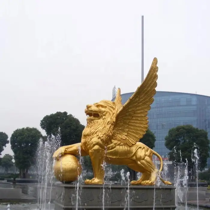 Customized Large Street Decorative Bronze Artwork Lion Brass Sculpture Animal Statue