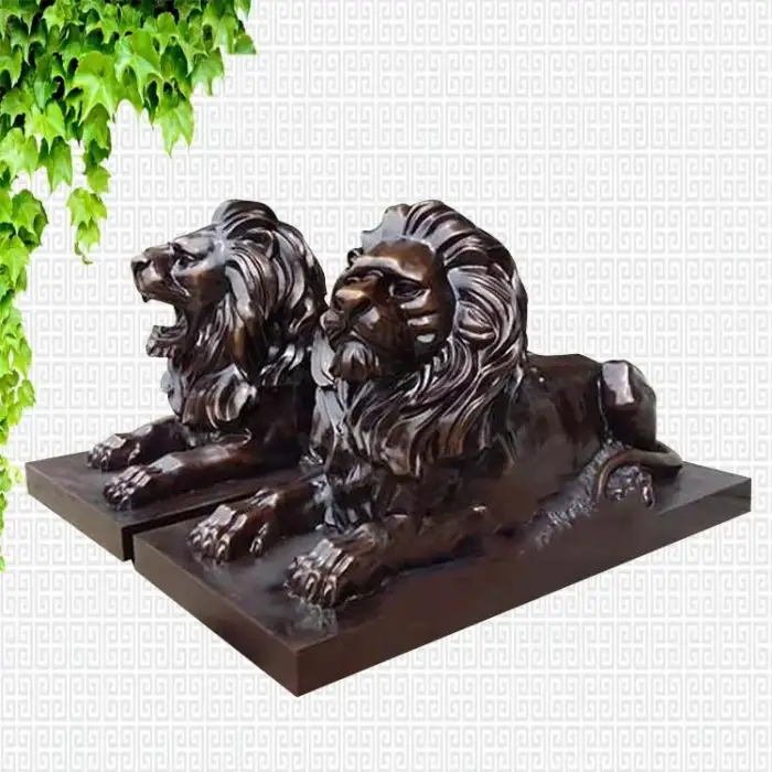 Customized Large Street Decorative Bronze Artwork Lion Brass Sculpture Animal Statue