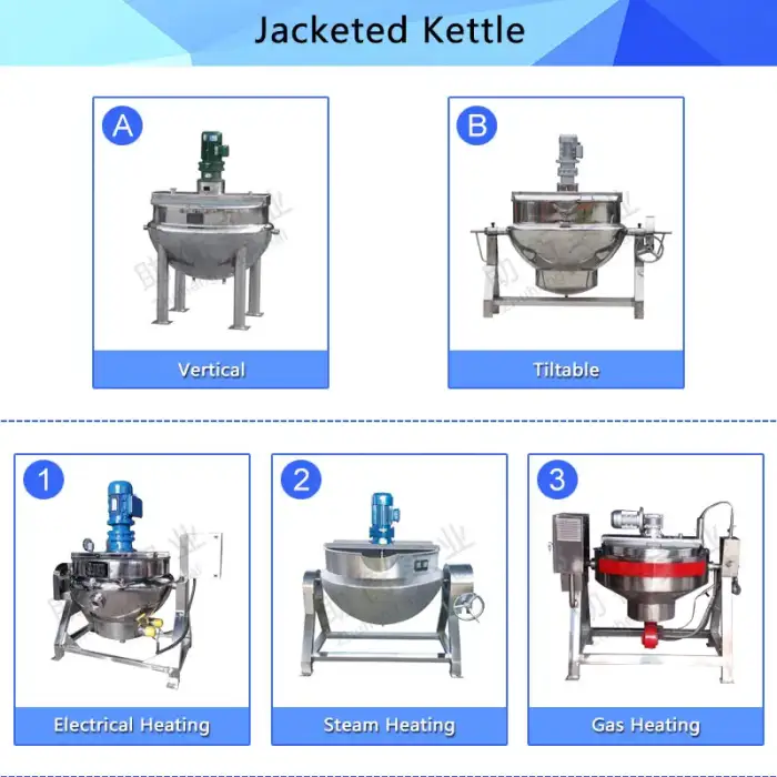 Industrial Automatic Stainless Steel Double Sugar Syrup Boiler Machine Electric Gas Steam Jacketed Kettle with Mixer Agitator