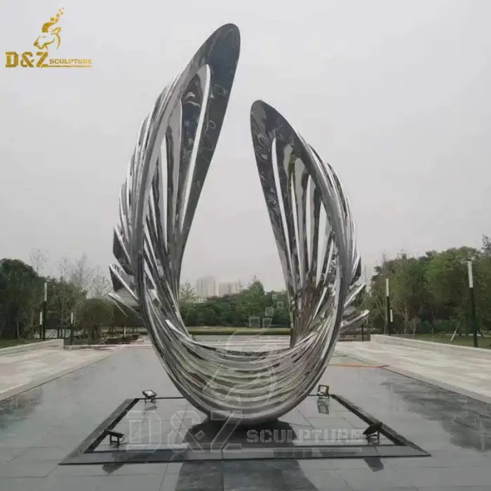 Abstract shape artwork best sell red painting stainless steel sculpture for park street