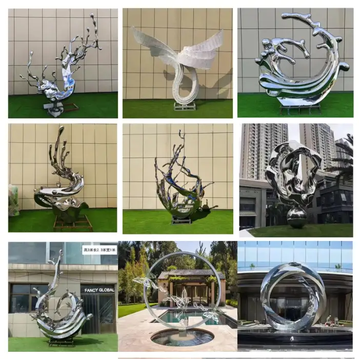 Outdoor School Park Garden Lighting Sculpture Landscape Artwork Sculpture Modern Abstract Stainless Steel Sculpture