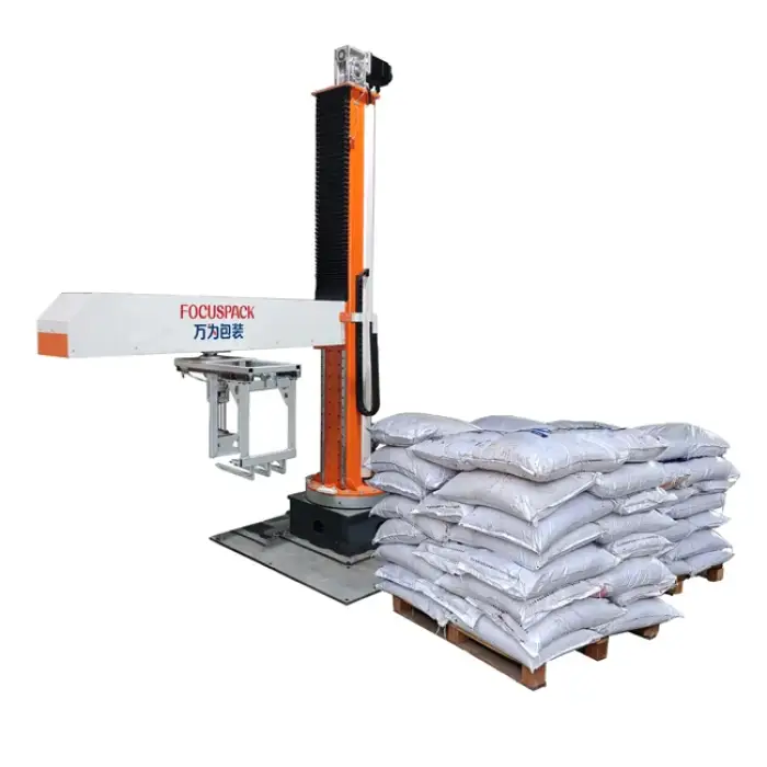 Focus Machinery 2024 Column Type Palletizer Automatic Robotic Arm Industrial Robot stacker machine For Carton Bag