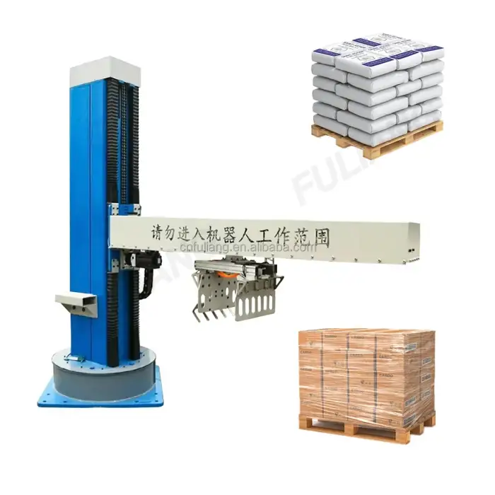 50kg Palletizer Packaging Line Pack Stacking Automatic Palletizer Rice Cement Wood Pellets Robot Column Bag Palletizer