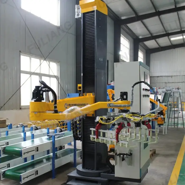 50kg Palletizer Packaging Line Pack Stacking Automatic Palletizer Rice Cement Wood Pellets Robot Column Bag Palletizer