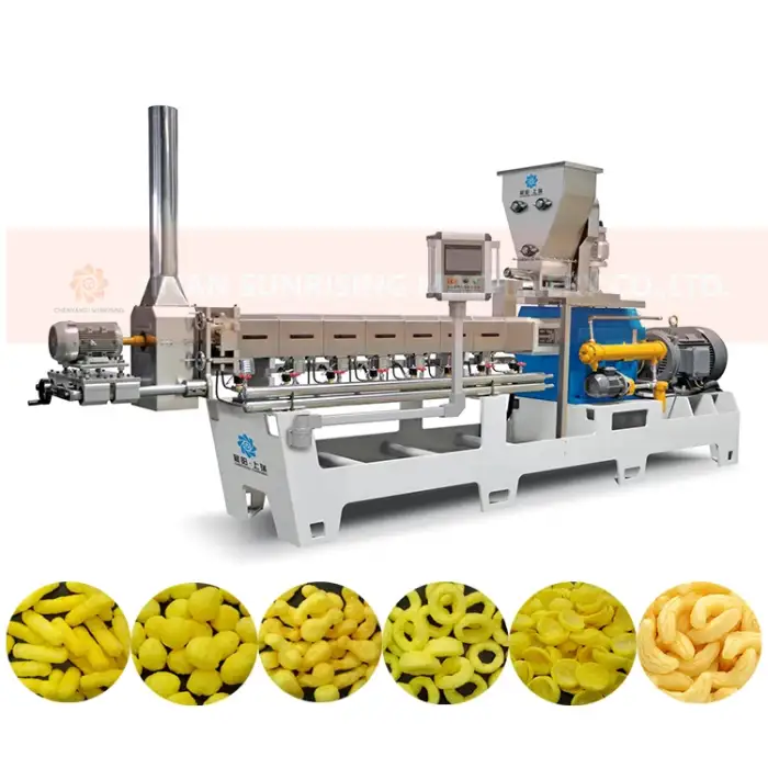 Rice Crispy Snacks Food Making Equipment Corn Chips Processing Line Machine Cheese Ball Extruder Core Filling Snack Machine