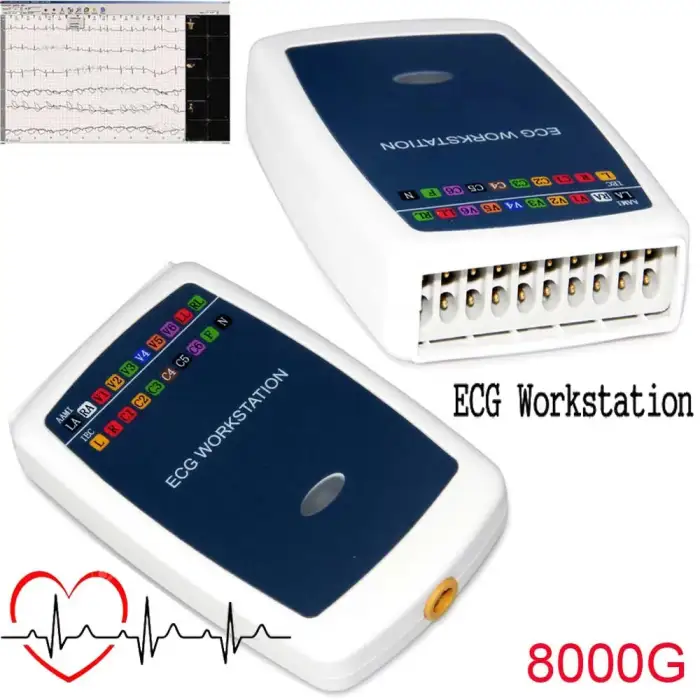 Hospital ECG Workstation Portable Waveform 12 Lead Resting Analyzer Recorder System ECG Machine