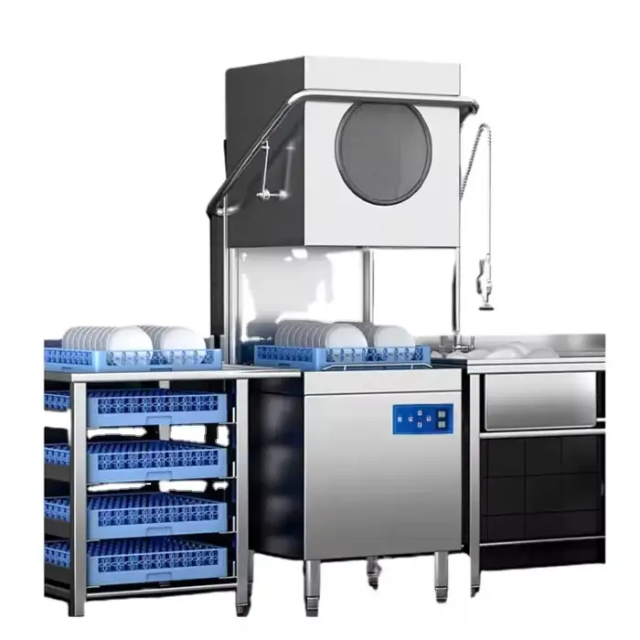 Catering Hotel Restaurant Kitchen Equipment Dishwasher Machine Commercial Hood Type Automatic High Efficient Industrial Dishwash