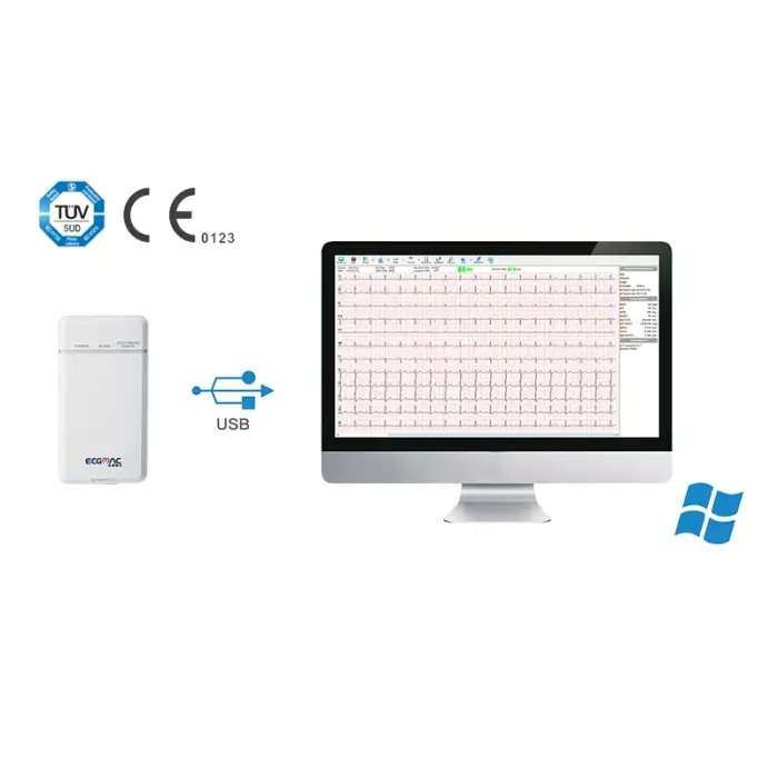 ECGMAC PE-1201 Compact lightweight PC ECG workstation portable 12 leads channel ekg  machine