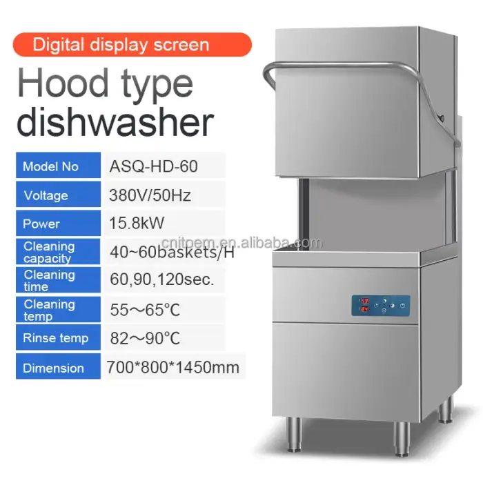 Commercial Kitchen 15.8KW Freestanding Automatic Wash Dishes Machine Electric Uncovering Dishwasher