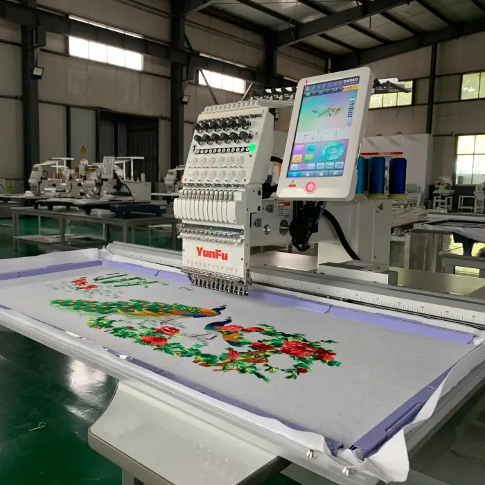 DDP shipping 12 15 needles big embroidery area 1200*500 computerized single head cap embroidery machine