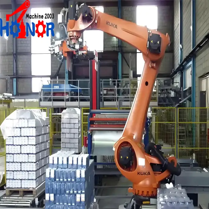 High Level Column Robot 100kg 150kg Bag Palletizer Automatic Palletizer System For Packing Line