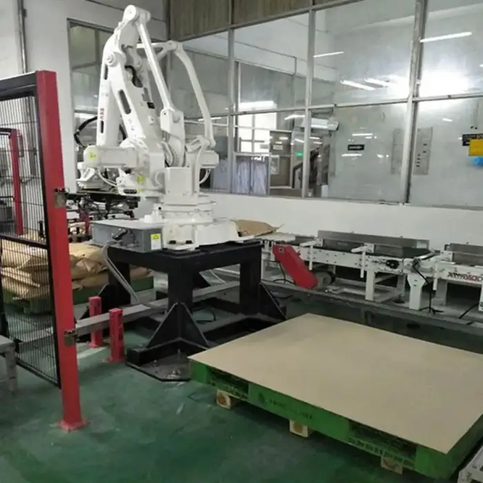 Automatic Row Pushing & Robotic Paper Bag Palletizer for Seeds and Grains