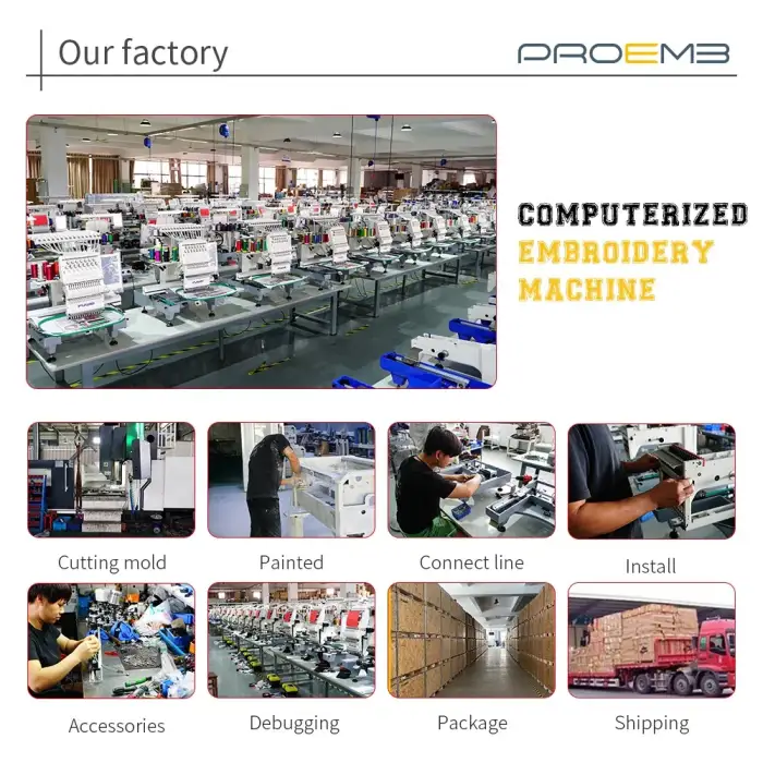 PROEMB professional  high speed 1200rpm 12 needle sewing Cap embroidery machine Computerized 2 head embroidery machine