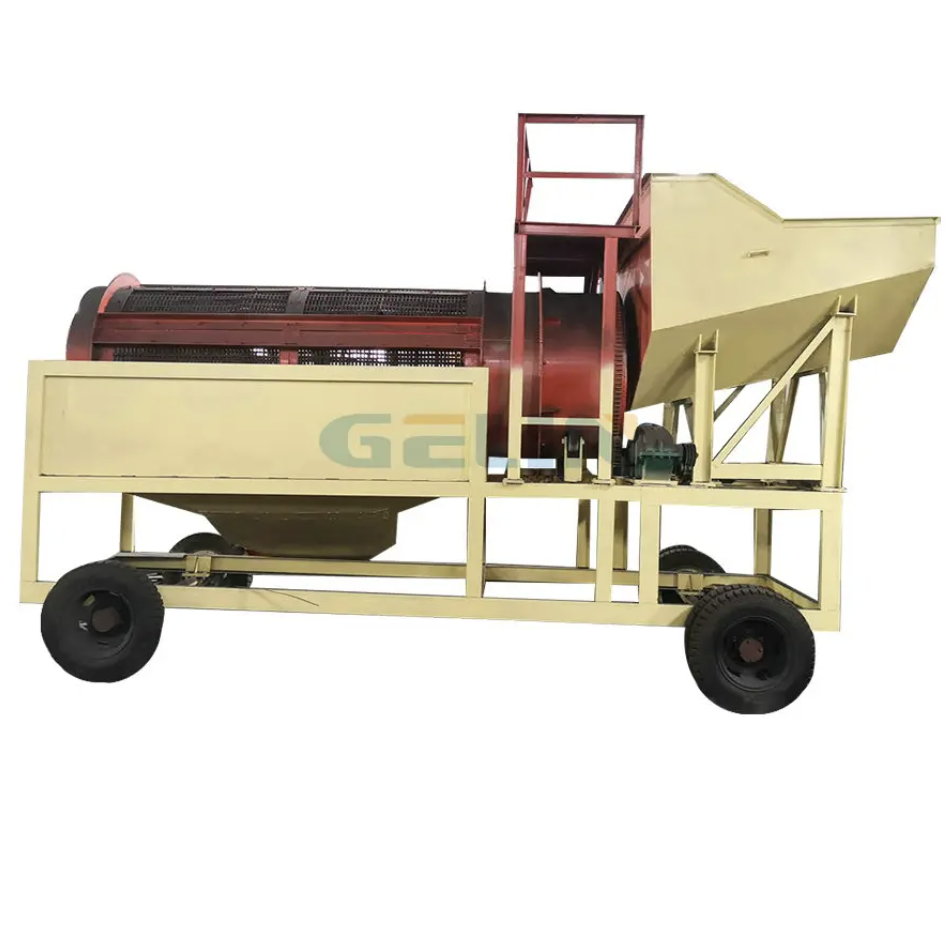 Popular gold separator trommel screen with sluice box gold mat and water pump