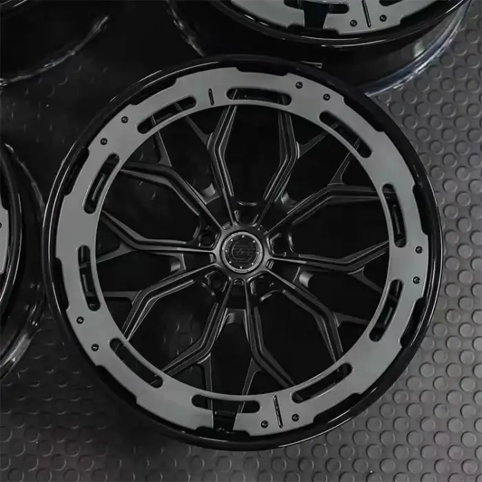 Polished with carbon fibre wheels blade spoke design forged rims in passenger car wheels