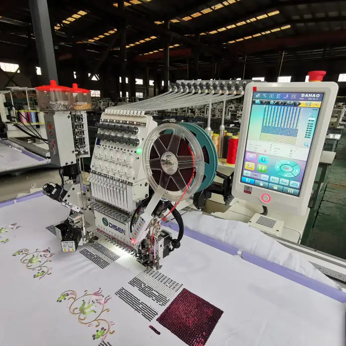 Single Head Computerized Embroidery and Sewing Machine Two Head Home Multi Needle Mini Sequin Bead Tshirt Embroidery Machine