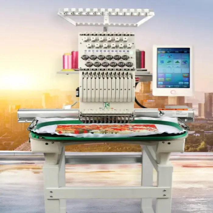 Multi-embroidery in one machine,Embroidery Machine With Single Head 12 Needles,Repeated and cyclic embroidery function