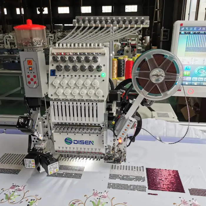 Single Head Computerized Embroidery and Sewing Machine Two Head Home Multi Needle Mini Sequin Bead Tshirt Embroidery Machine