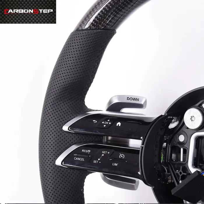 Custom LED Leather Carbon Fiber Car Steering Wheel For Benz