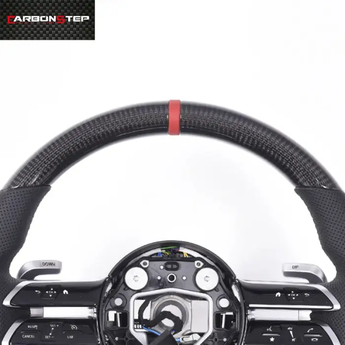 Custom LED Leather Carbon Fiber Car Steering Wheel For Benz