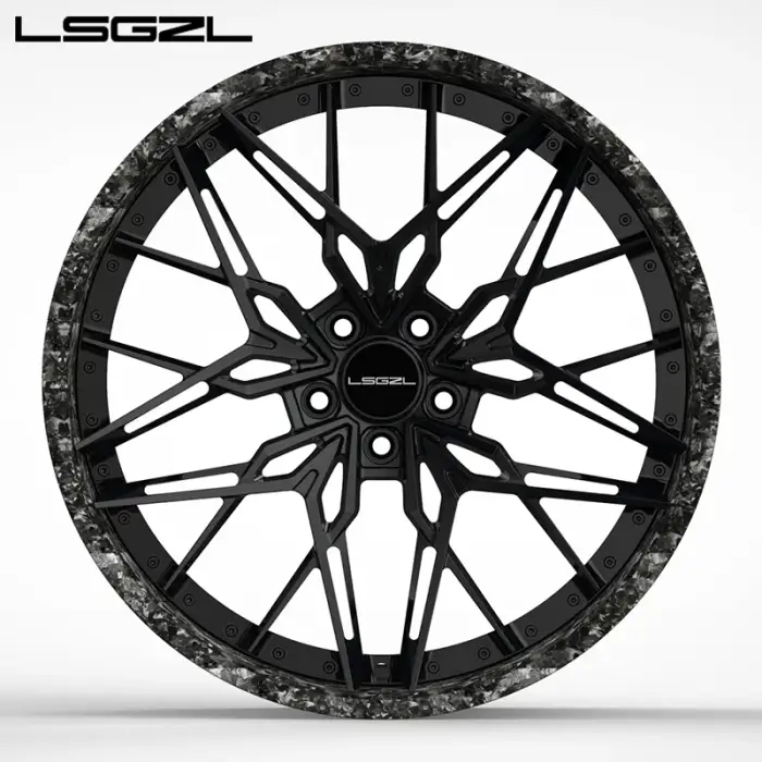 2 piece forged carbon fiber wheel 5x114.3 5x120 5x127 5x130 for Mercedes BMW Audi 18-26 inch wrap carbon fiber