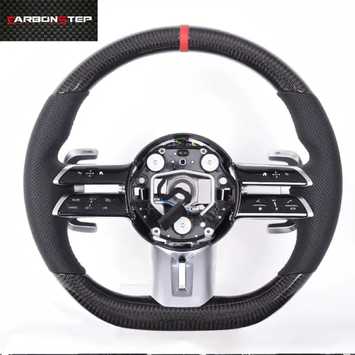 Custom LED Leather Carbon Fiber Car Steering Wheel For Benz