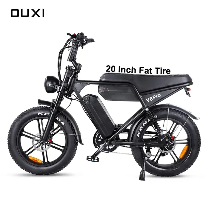 OUXI V8 Pro MAX 20 Inch Fatbike 250W 500W 750W 1000w 48v Fast Speed Full Suspension MTB Ebike Electric Fat Tire Bike