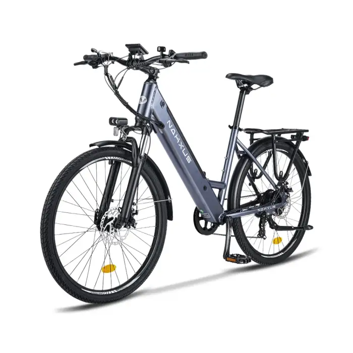 NAKXUS 36V Electric City Bike Model 26M208 Bluetooth Connectivity Aluminum Frame 7-Speed Rear Hub Motor Disc Electronic Sensor