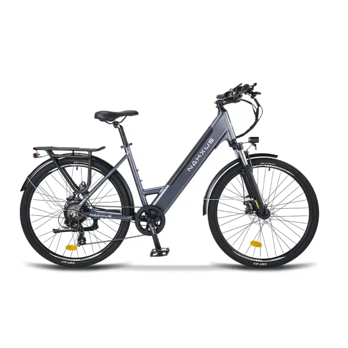 NAKXUS 36V Electric City Bike Model 26M208 Bluetooth Connectivity Aluminum Frame 7-Speed Rear Hub Motor Disc Electronic Sensor