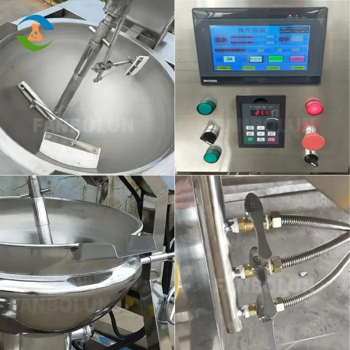 Industrial Automatic Tilting Planetary Gas Electric Food Cooking Mixer Machine Sauce Jacketed Kettle Cooking Pot With Mixer