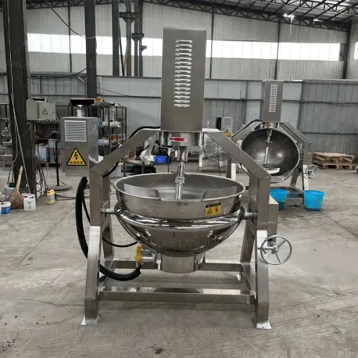 Industrial Automatic Tilting Planetary Gas Electric Food Cooking Mixer Machine Sauce Jacketed Kettle Cooking Pot With Mixer