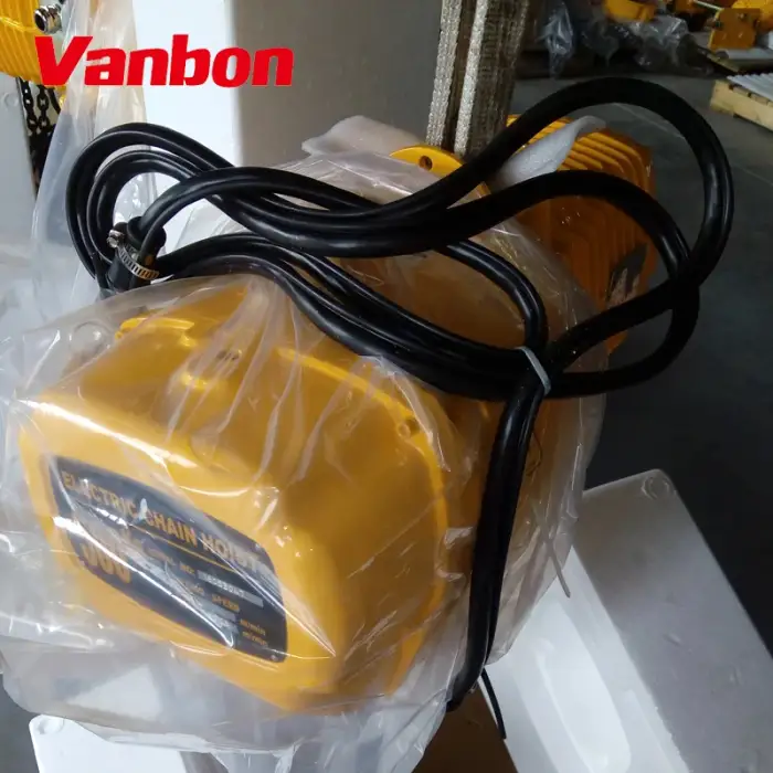 Vanbon 1 ton 2 ton 5 ton electric chain hoist with hook 1-3 phase 200-460V 3.3m per min electric chain hoist