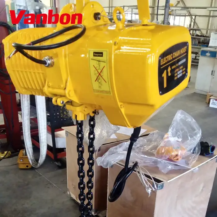 Vanbon 1 ton 2 ton 5 ton electric chain hoist with hook 1-3 phase 200-460V 3.3m per min electric chain hoist