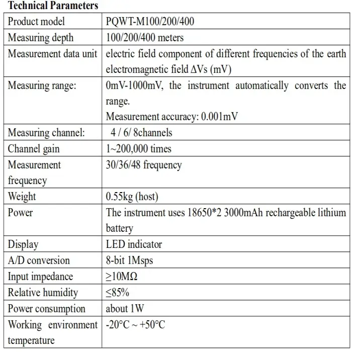 PQWT-M100 Find Water Resources Mobile Underground Water Detector Water Survey Equipment for Depth 100m