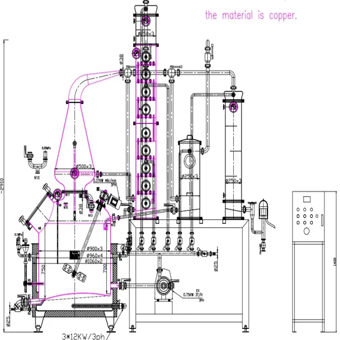 Customizable size copper tank boiler, alcohol distiller system, distillation tank