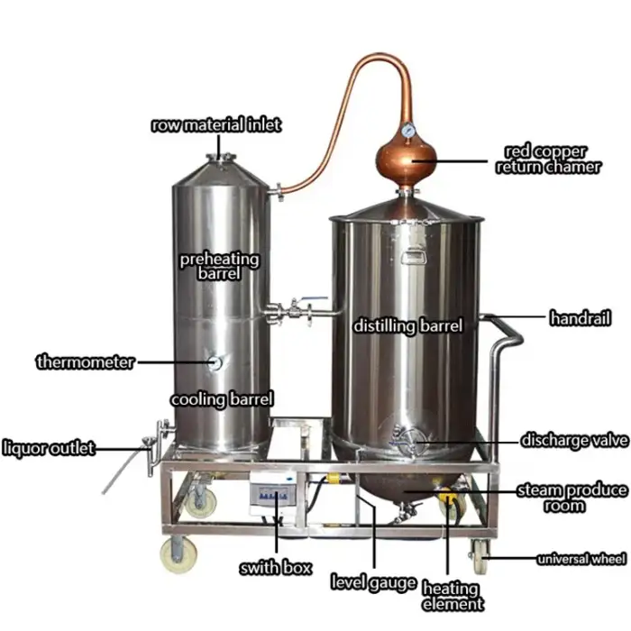 Reflux Column Still Distillery Kettle Gin Production Alcohol Making Machine Distiller