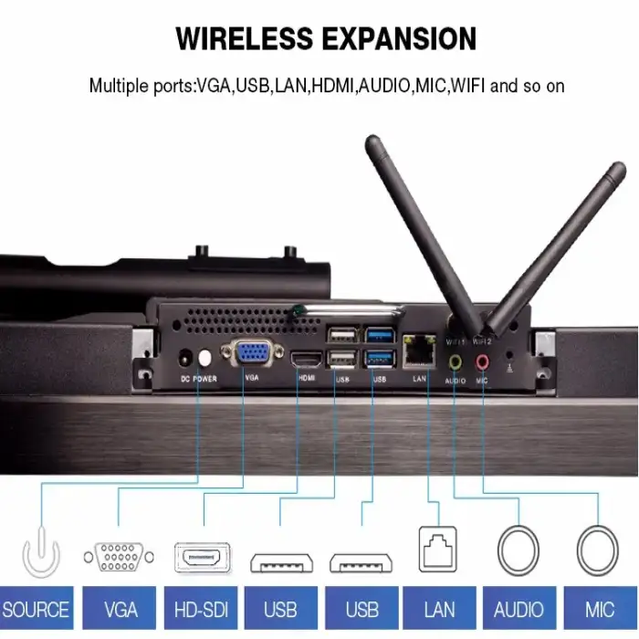 School Teaching Equipment smart board with infrared touch 20 points whiteboard with android 4k OS