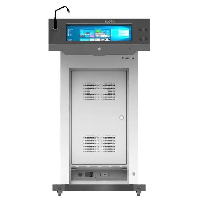 Multimedia Rostrum Lectern Interactive School Designs Smart Digital Teaching Podium With Front Screen