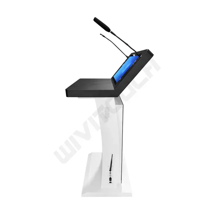 Multimedia Rostrum Lectern Interactive School Designs Smart Digital Teaching Podium With Front Screen