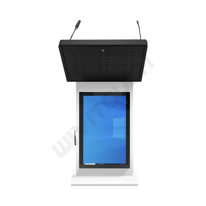 Multimedia Rostrum Lectern Interactive School Designs Smart Digital Teaching Podium With Front Screen