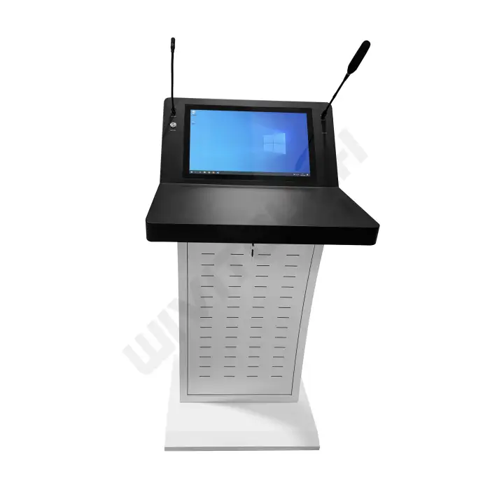 Multimedia Rostrum Lectern Interactive School Designs Smart Digital Teaching Podium With Front Screen