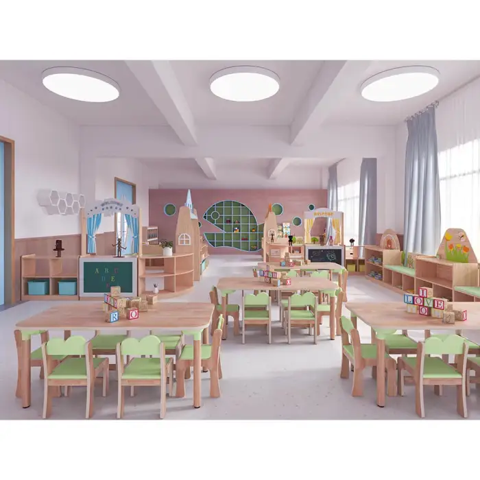 school furniture student wooden desk and chair wooden daycare soft play equipment suppliers