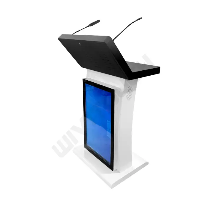 Multimedia Rostrum Lectern Interactive School Designs Smart Digital Teaching Podium With Front Screen