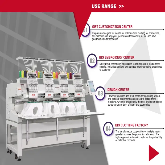 machine embroidery 4 head 12 needles computerized embroidery machine industrial multifunction embroidery machine